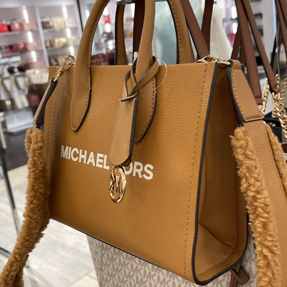Michael Kors Mirella Small Pebbled Leather Shopper Top Zip Crossbody XBody Bag - Picture 12 of 16